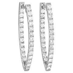 LB Exclusive 14K White Gold 1.81ct Diamond Hoop Earrings