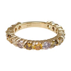 $1 NO RESERVE! 1.78 Carat Fancy Diamonds 3/4 Eternity Band - 14 kt. Gold - Ring