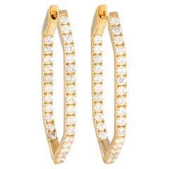 LB Exclusive 14K Yellow Gold 1.74ct Diamond Hoop Earrings