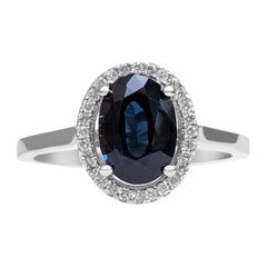 $1 NO RESERVE! 1.93ct Sapphire & 0.25Ct Diamonds 14K White Gold Ring