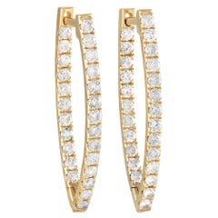 LB Exclusive 14K Yellow Gold 1.78ct Diamond Hoop Earrings