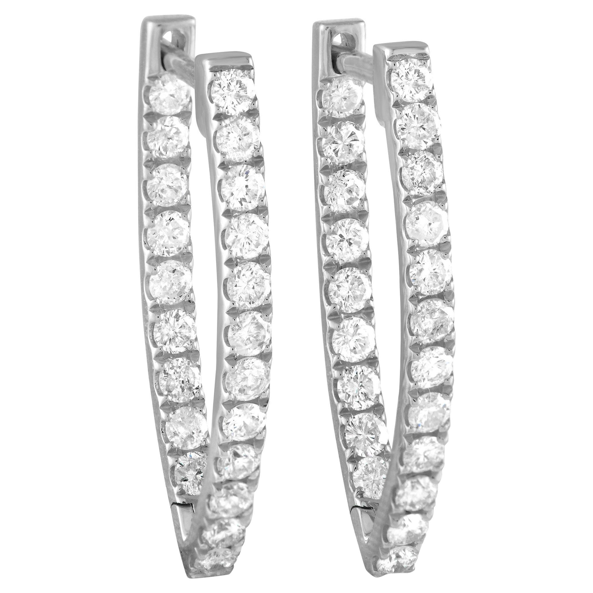 LB Exclusive 14K White Gold 1.52ct Diamond Hoop Earrings