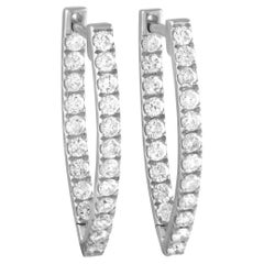 LB Exclusive 14K White Gold 1.52ct Diamond Hoop Earrings