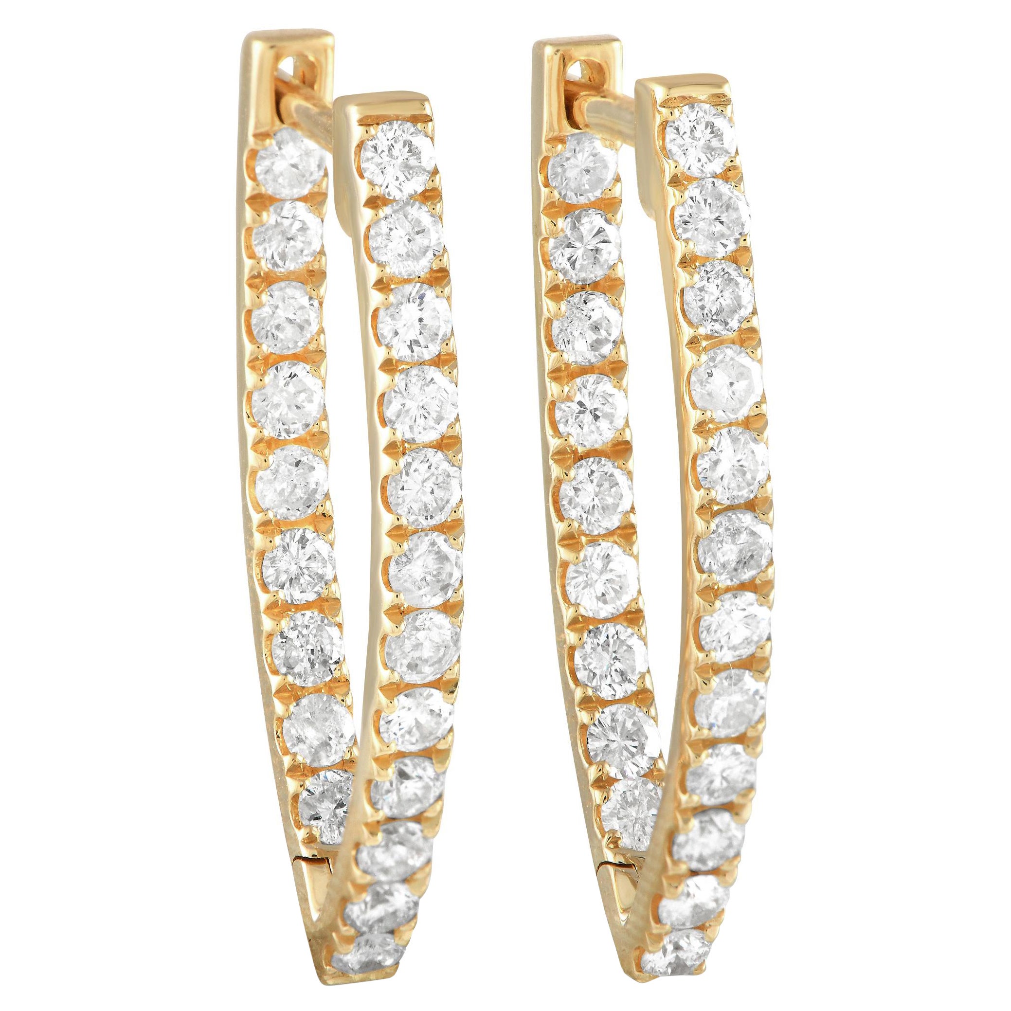 LB Exclusive 14K Yellow Gold 1.52ct Diamond Hoop Earrings
