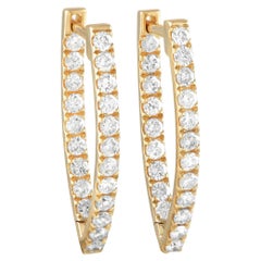 LB Exclusive 14K Yellow Gold 1.52ct Diamond Hoop Earrings