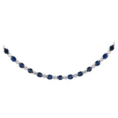 LB Exclusive 18K White Gold 0.90ct Diamond and Sapphire Necklace