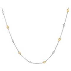 LB Exclusive Collier long en or blanc et jaune 18 carats avec diamants 1,99 carat
