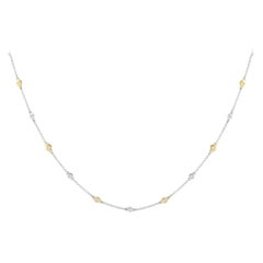 LB Exclusive 18K White and Yellow Gold 0.89ct Diamond Station Necklace