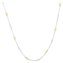 LB Exclusive 18K White and Yellow Gold 1.06ct Diamond Station Necklace