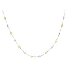 LB Exclusive 18K White and Yellow Gold 1.09ct Diamond Station Necklace