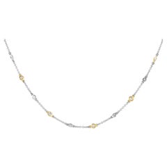 LB Exclusive 18K White and Yellow Gold 0.98ct Diamond Station Necklace