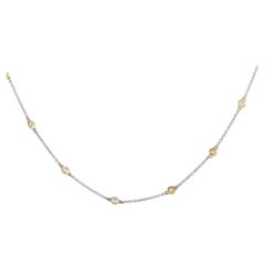 LB Exclusive 18K White and Yellow Gold 0.92ct Diamond Station Necklace