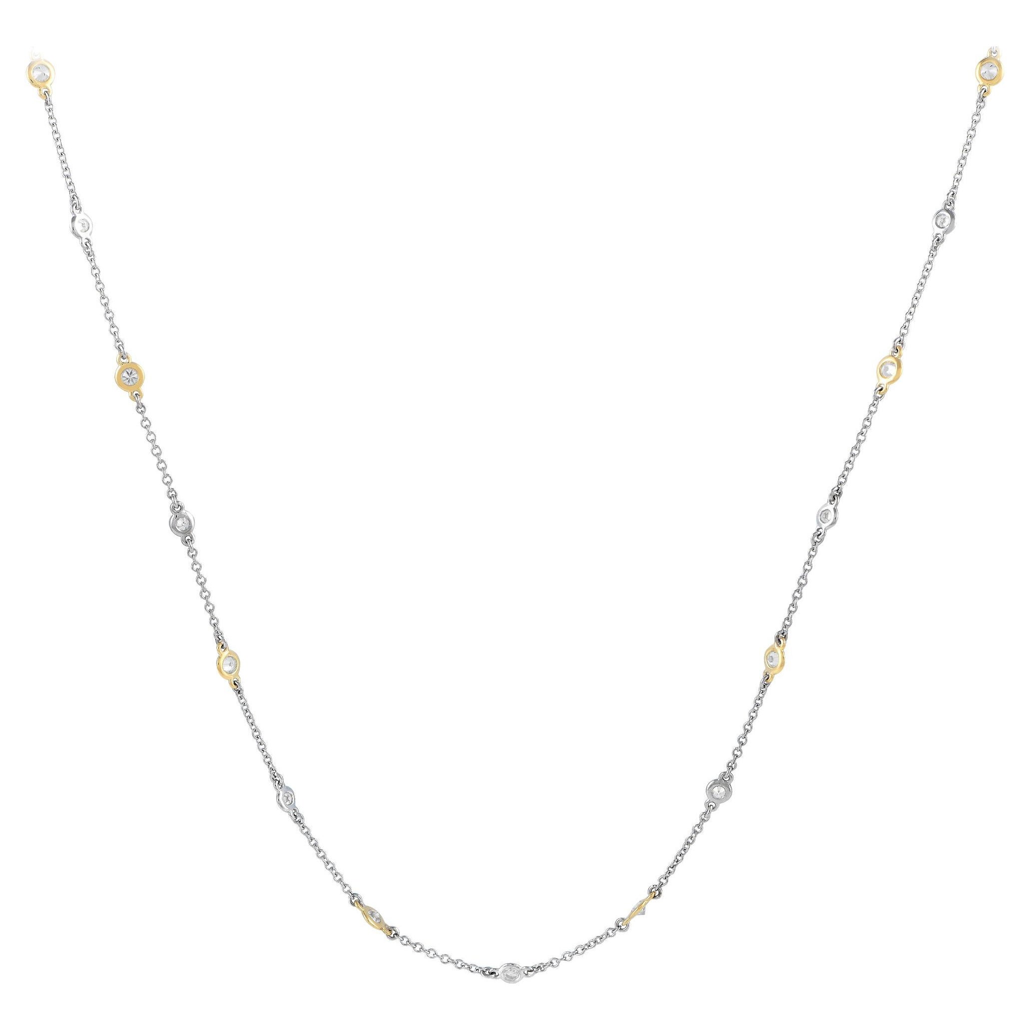 LB Exclusive 18K White and Yellow Gold 1.34ct Diamond Station Necklace ...
