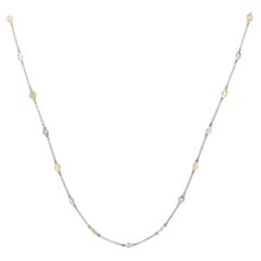LB Exclusive 18K White and Yellow Gold 1.34ct Diamond Station Necklace