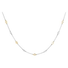 LB Exclusive 18K White and Yellow Gold 1.32ct Diamond Station Necklace