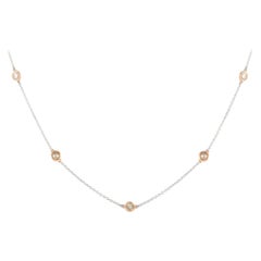 LB Exclusive 18K White and Rose Gold 1.56ct Diamond Station Necklace