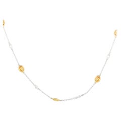 LB Exclusive Collana Station in oro bianco 14K con diamanti e zaffiri da 0,49 carati