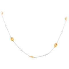 LB Exclusive Collier station en or blanc 14 carats avec diamants et saphirs de 0,49 carat