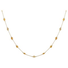 LB Exclusive 14K Yellow Gold 8.48ct Sapphire Station Necklace