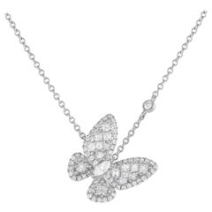LB Exclusive 18K White Gold 0.95ct Diamond Butterfly Necklace