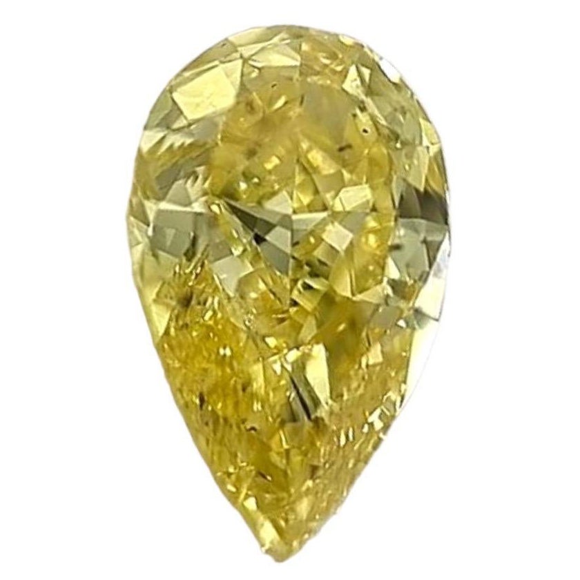 GIA Certified  1.01 Carat Pear Shape Vivid Yellow Zimmi Loose Diamond For Sale