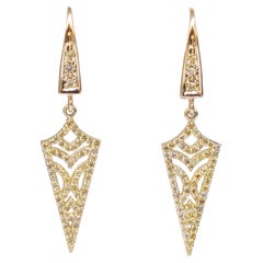 $1 NO RESERVE! 0.51cttw Fancy Color Diamonds - 14 kt. Yellow gold - Earrings