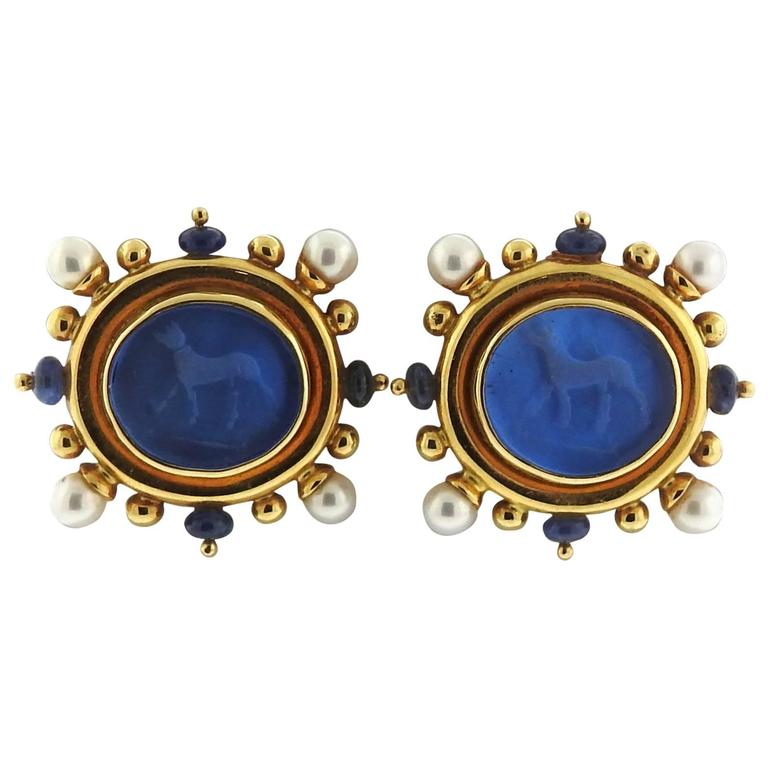 Elizabeth Locke Gold Pearl Shire Venetian Gl Intaglio Earrings Elizabeth Locke Gold Pearl Shire Venetian Gl Intaglio Earrings For