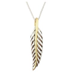 Tiffany & Co Sterling Silver 18K Yellow Gold Feather Necklace #15832