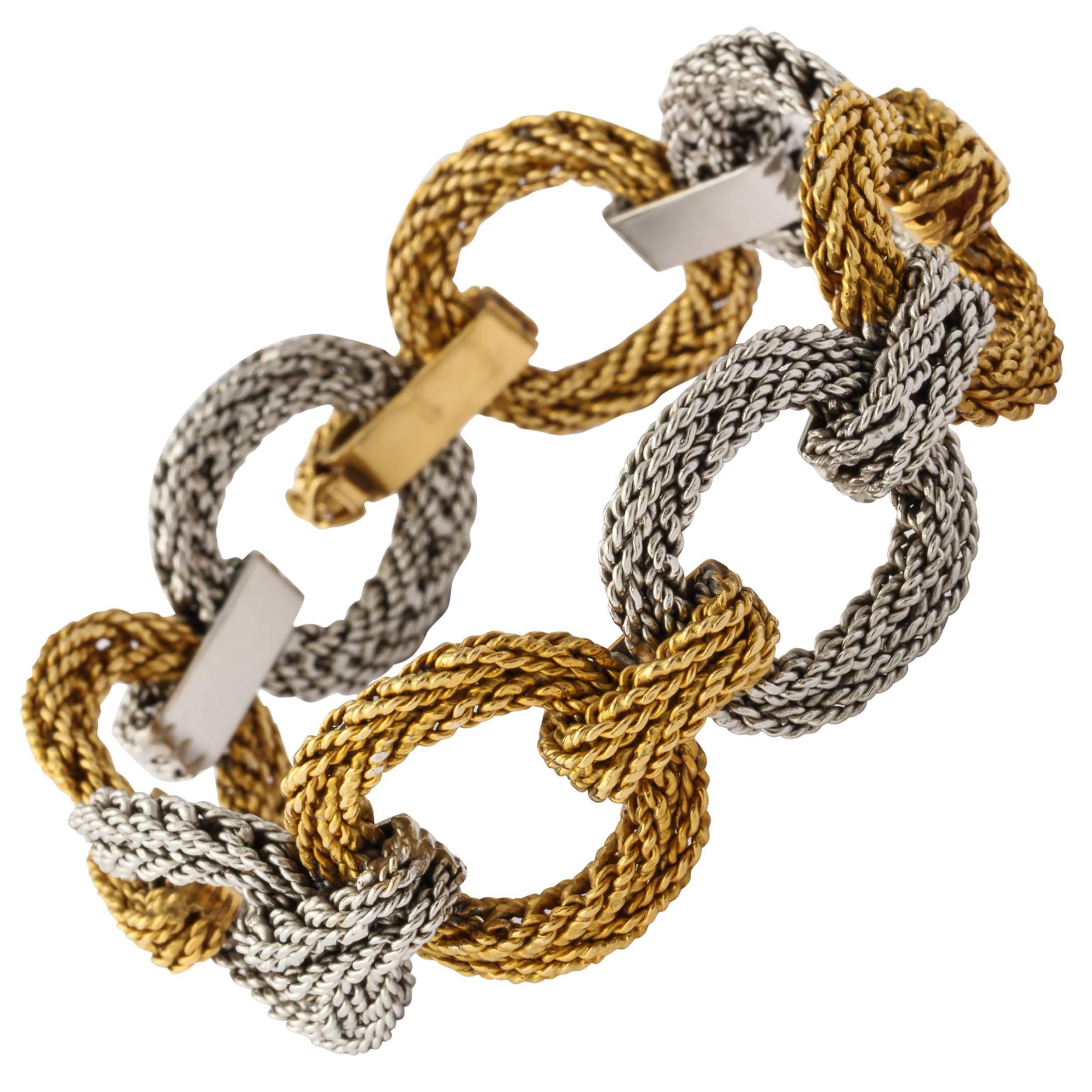 Cartier Two Tone Gold Rope Link Bracelet at 1stDibs