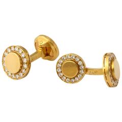 Fred Paris Diamond Gold Cufflinks
