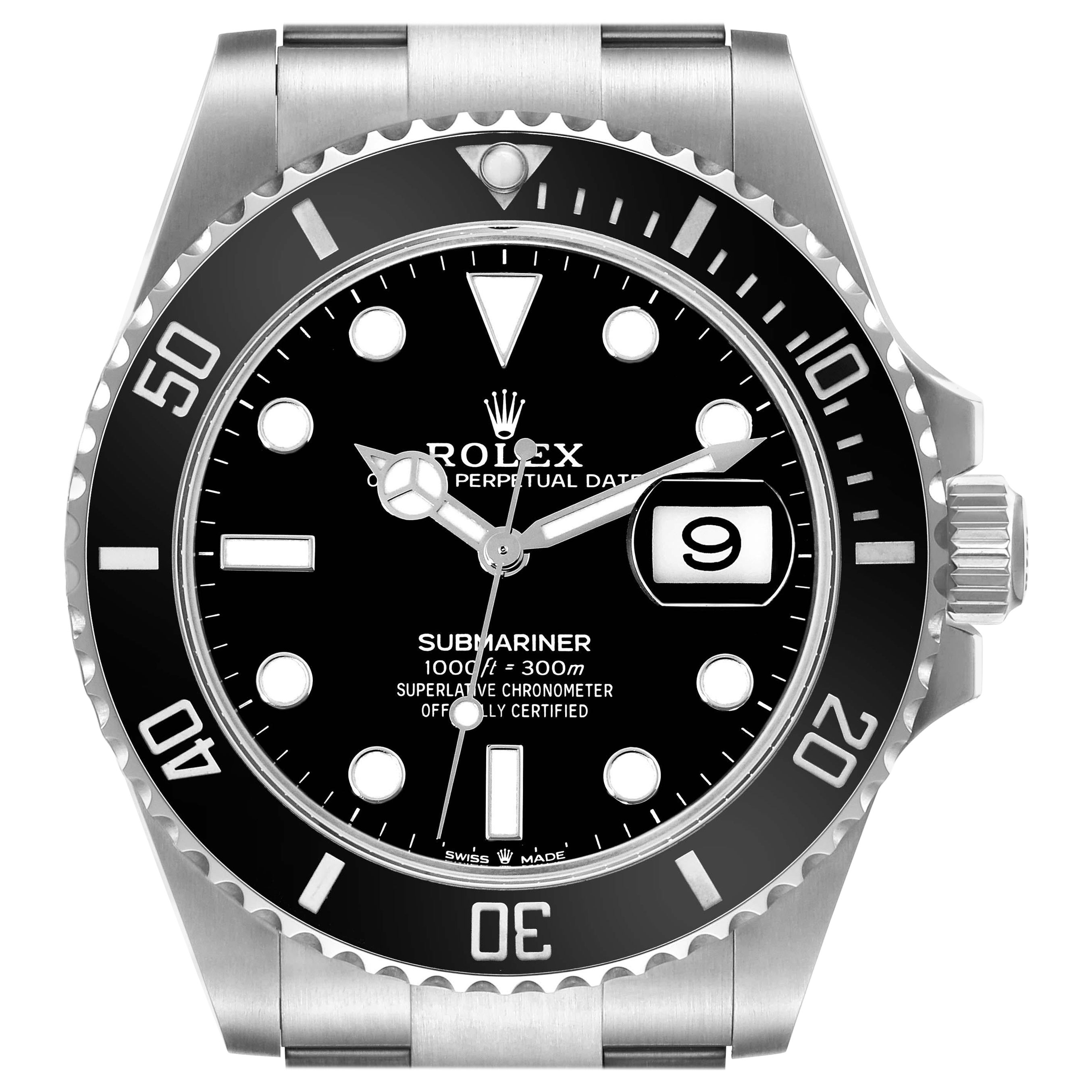 Rolex Submariner Black Dial Ceramic Bezel Steel Mens Watch 126610 Box Card  For Sale at 1stDibs