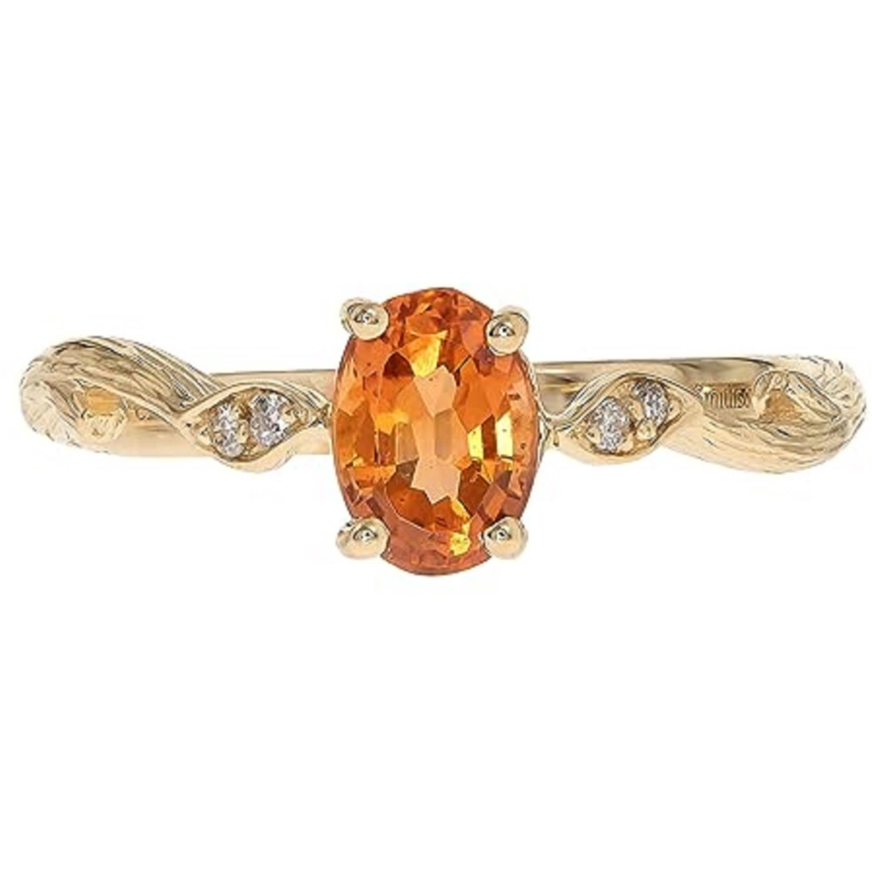  Gin & Grace 14K Gelbgold Echter Spessartit-Ring mit Diamanten für Frauen