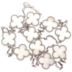 Vintage Van Cleef & Arpels Alhambra 10 Motif Mother-Of-Pearl Gold Necklace