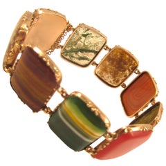 Antique Agate Yellow Gold Bracelet