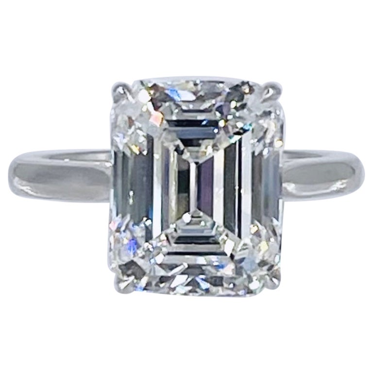 J. Birnbach 5.71 carat GIA GVVS2 Emerald Cut Diamond Solitaire Engagement Ring For Sale