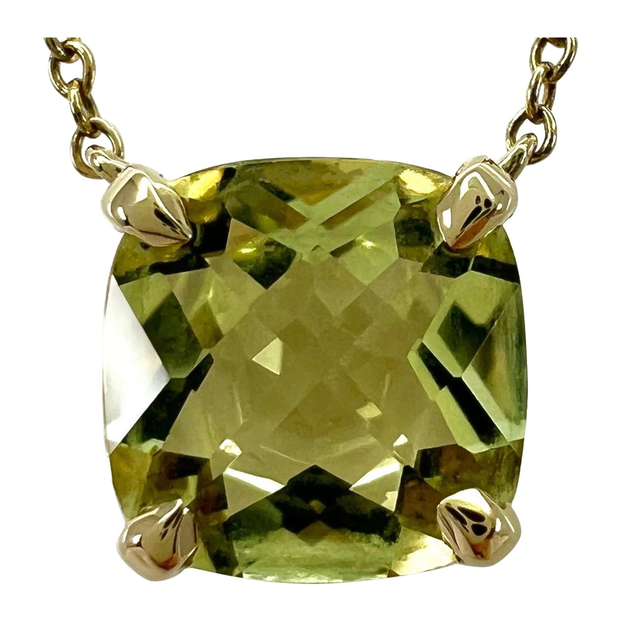 Tiffany & Co. Sparkler Yellow Citrine Lemon Quartz 18k Gold Pendant Necklace For Sale