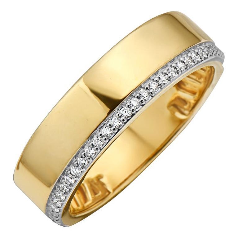14k Yellow Gold Mens Diamond Band Ring For Sale