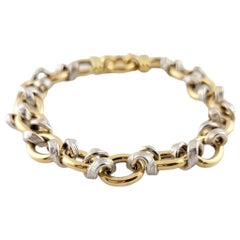 18K Yellow & White Gold Two Toned Link Bracelet #15864