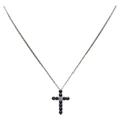 Diamant-Kreuz-Halskette aus 18 Karat Weißgold mit Kreuz 