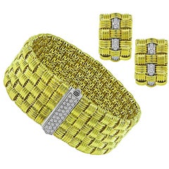 Roberto Coin 1.00ct Diamond Weave Bracelet and Earrings Set