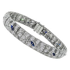 Bracelet vintage en diamants et saphirs de 5,75 carats