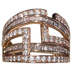 Stylish Diamond Ring In 14k Rose Gold 