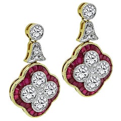 1.35ct Diamond 1.00ct Ruby Earrings