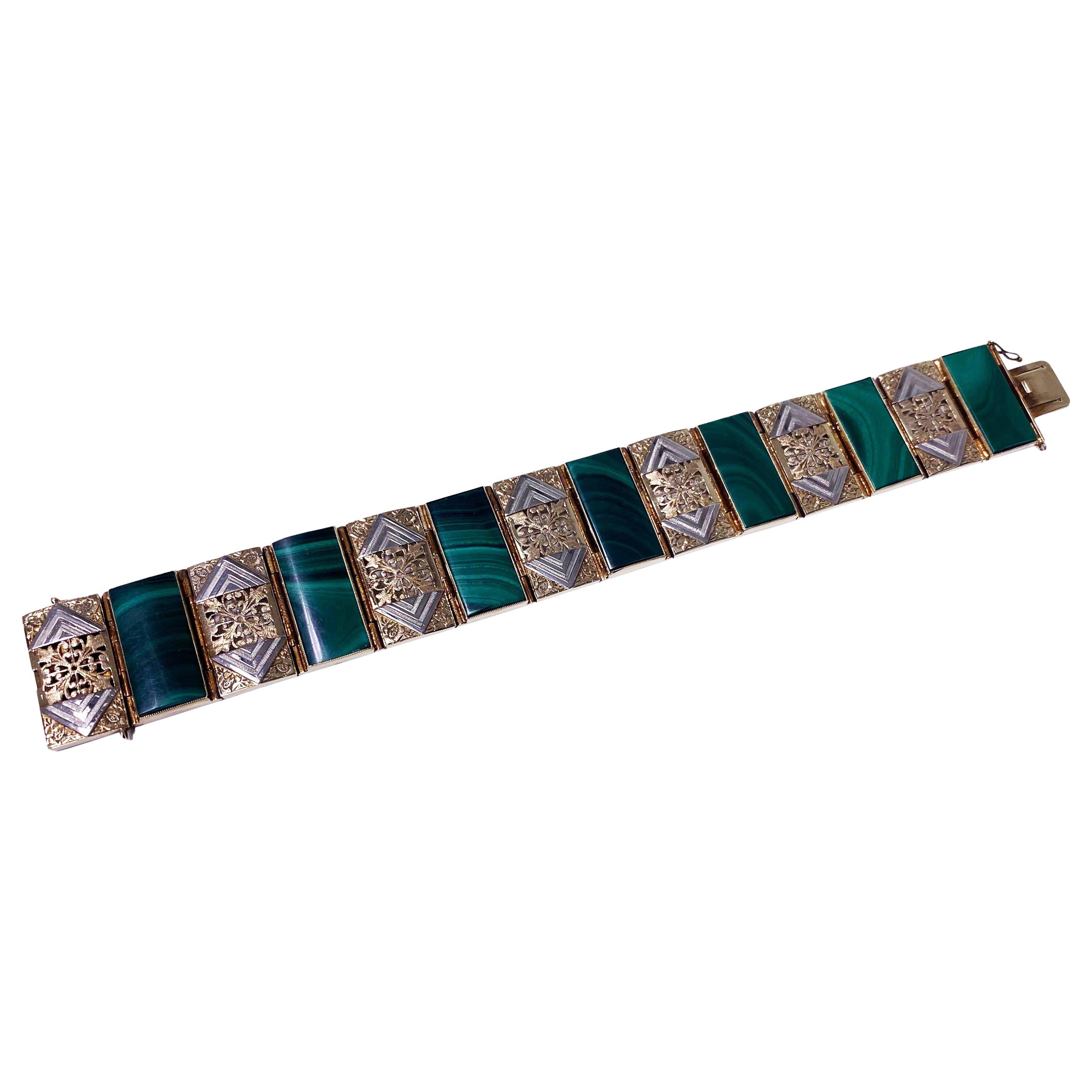 Gold and Malachite Bracelet Austria C.1970