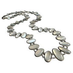 Retro Edwardian Moonstone Silver Festoon Necklace