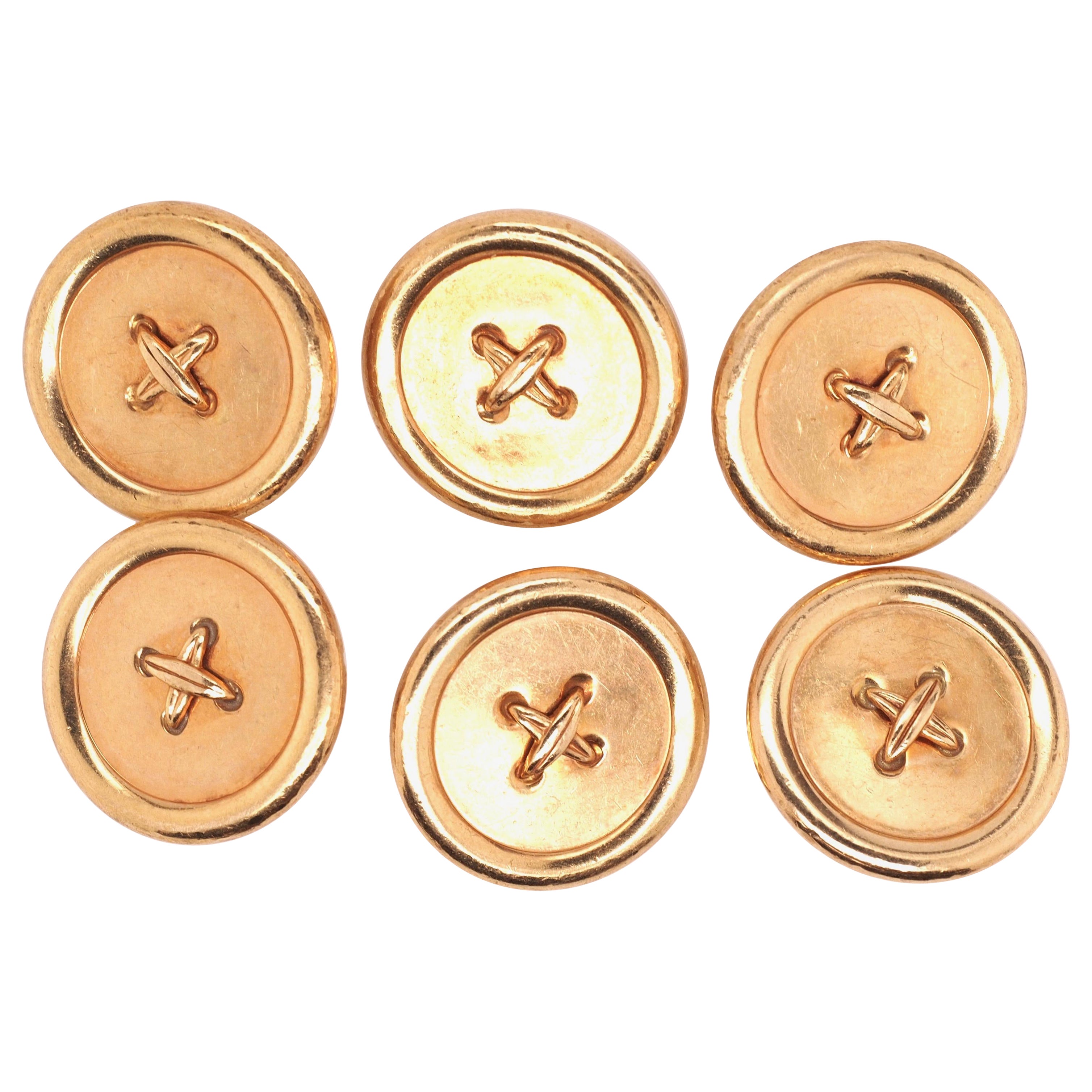 1950s Tiffany & Co. 14K Yellow Gold Button Set of 6 For Sale