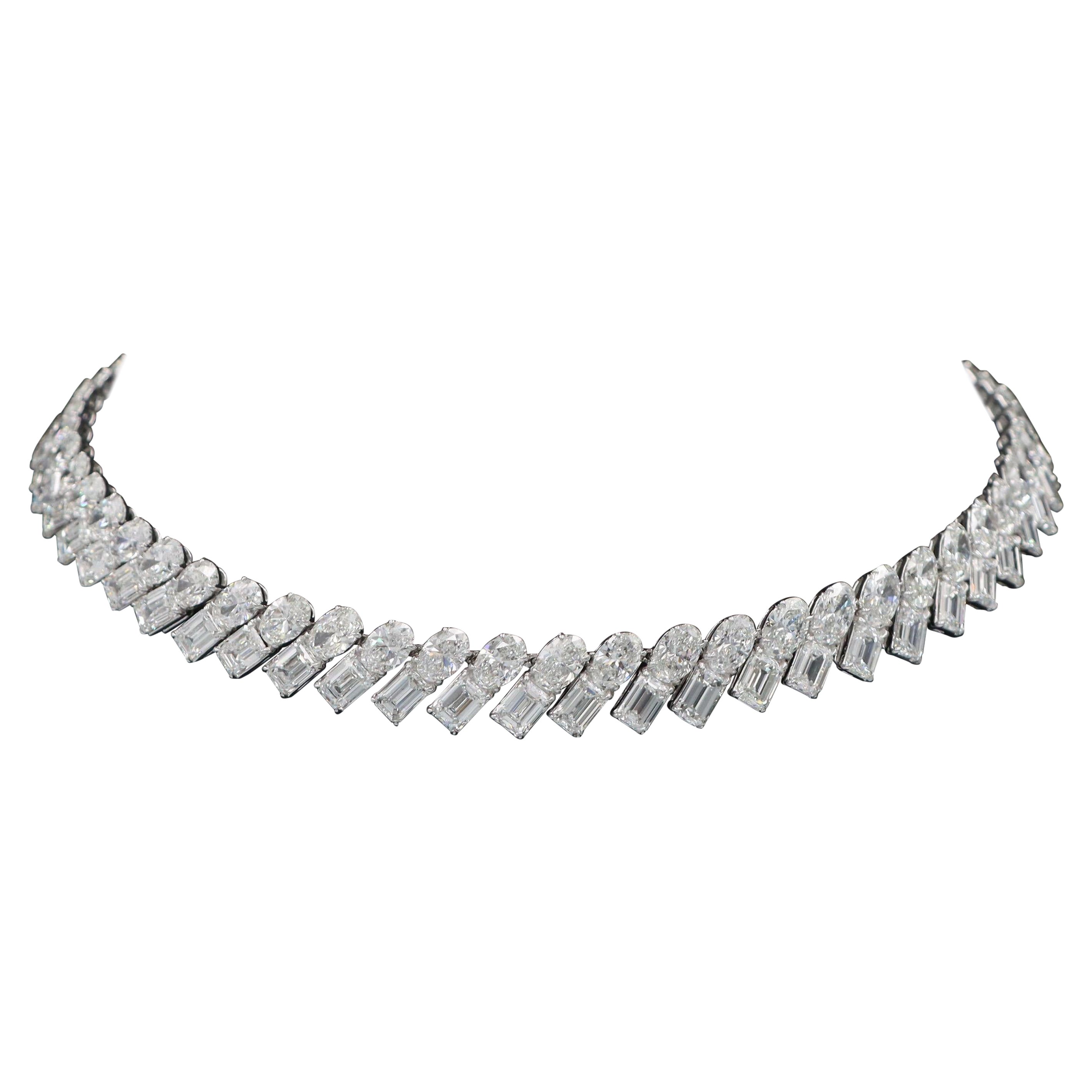 Emilio Jewelry Gia Certified 67 Carat Diamond Choker Necklace For Sale