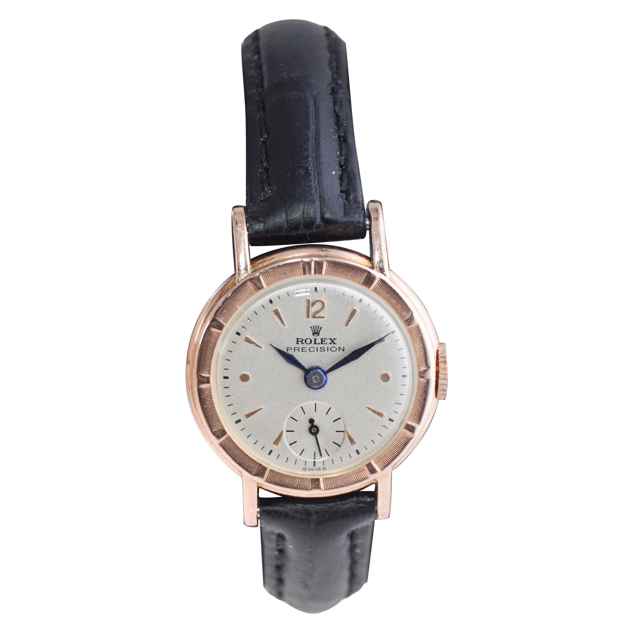 Rolex Ladies Rose Gold and Steel Art Deco Watch from 1947 For Sale