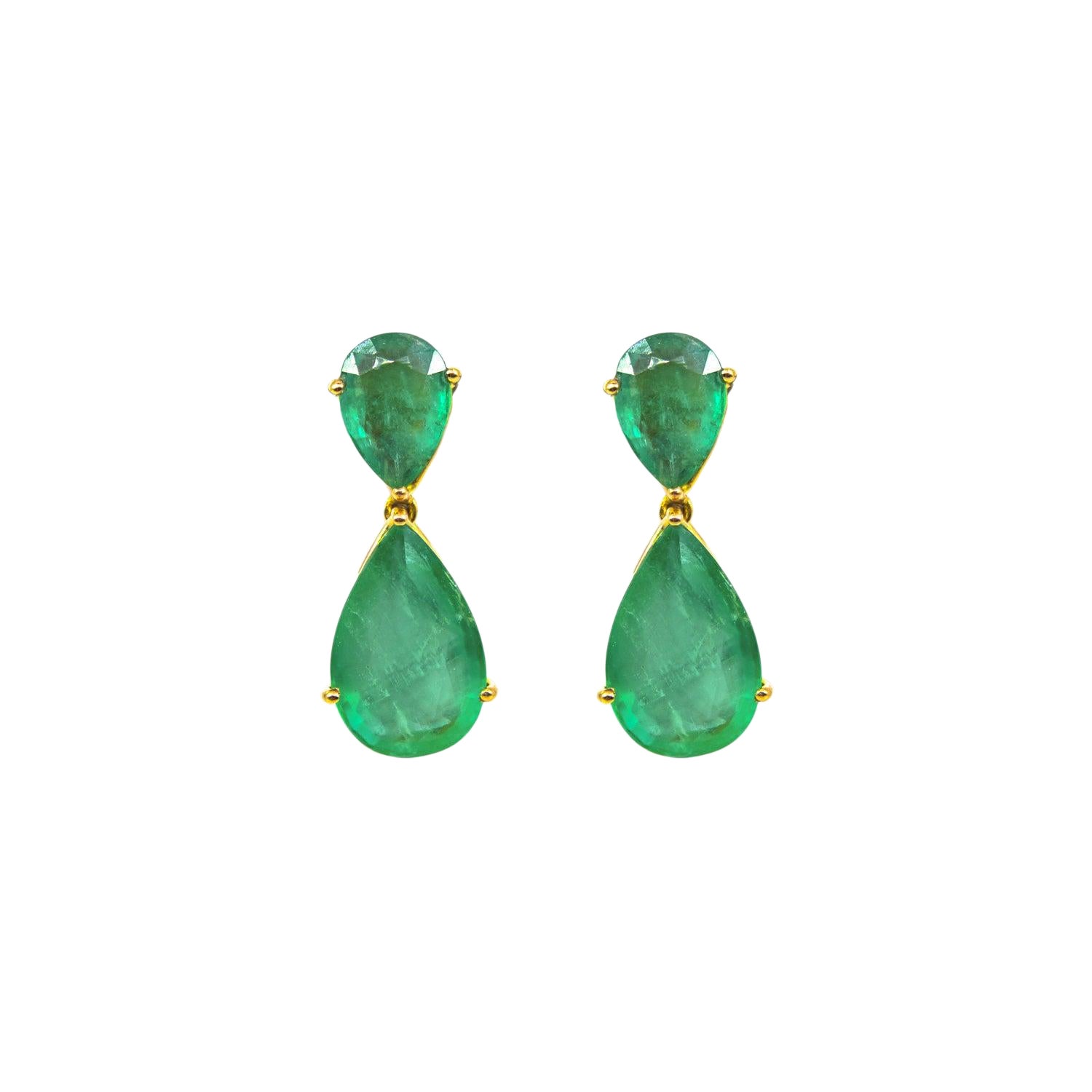 Boucles d'oreilles en forme de goutte d'émeraude certifiée