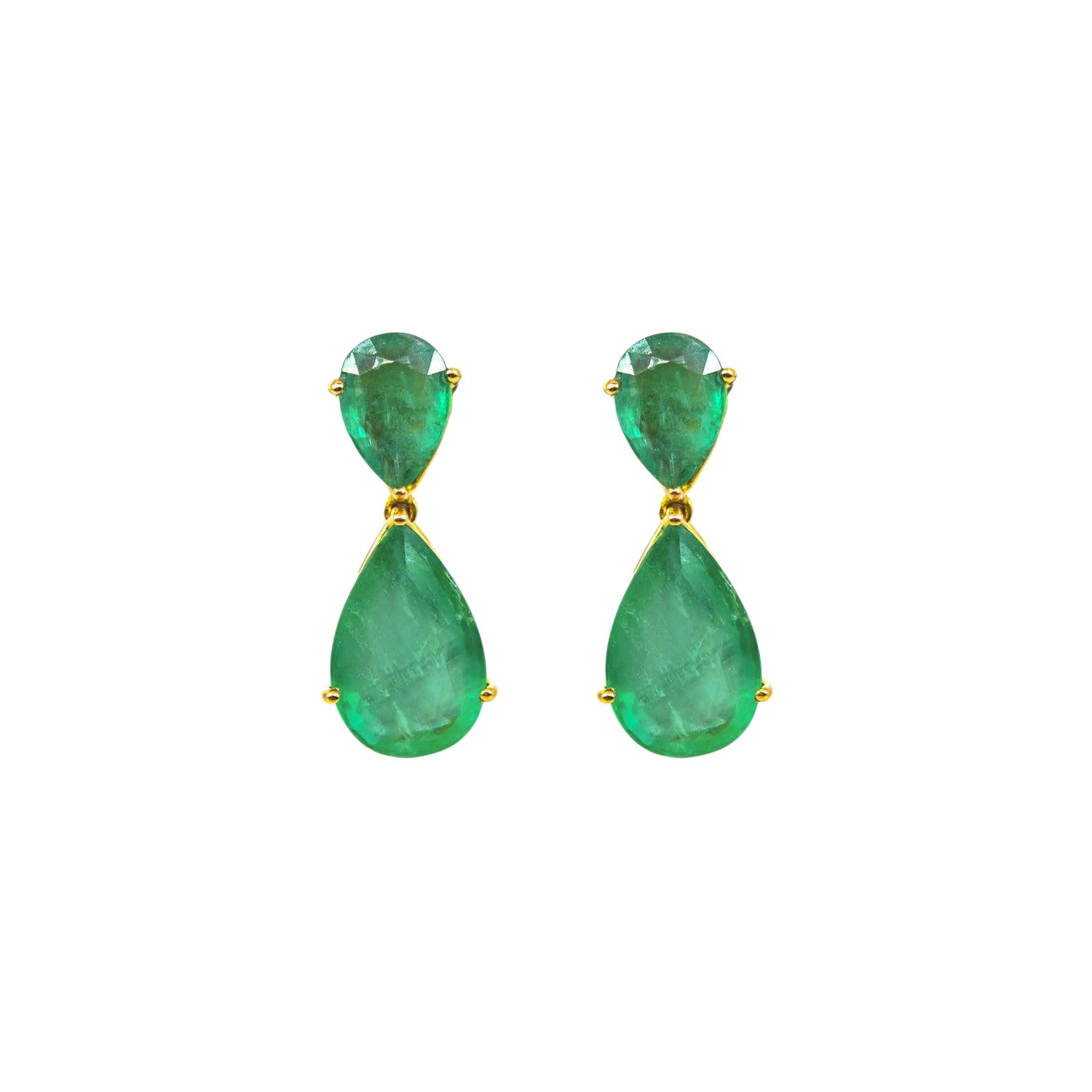 Certified Emerald Teardrop Earrings For Sale